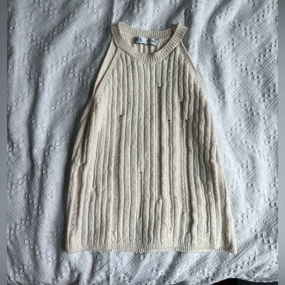 Zara White Knit Top